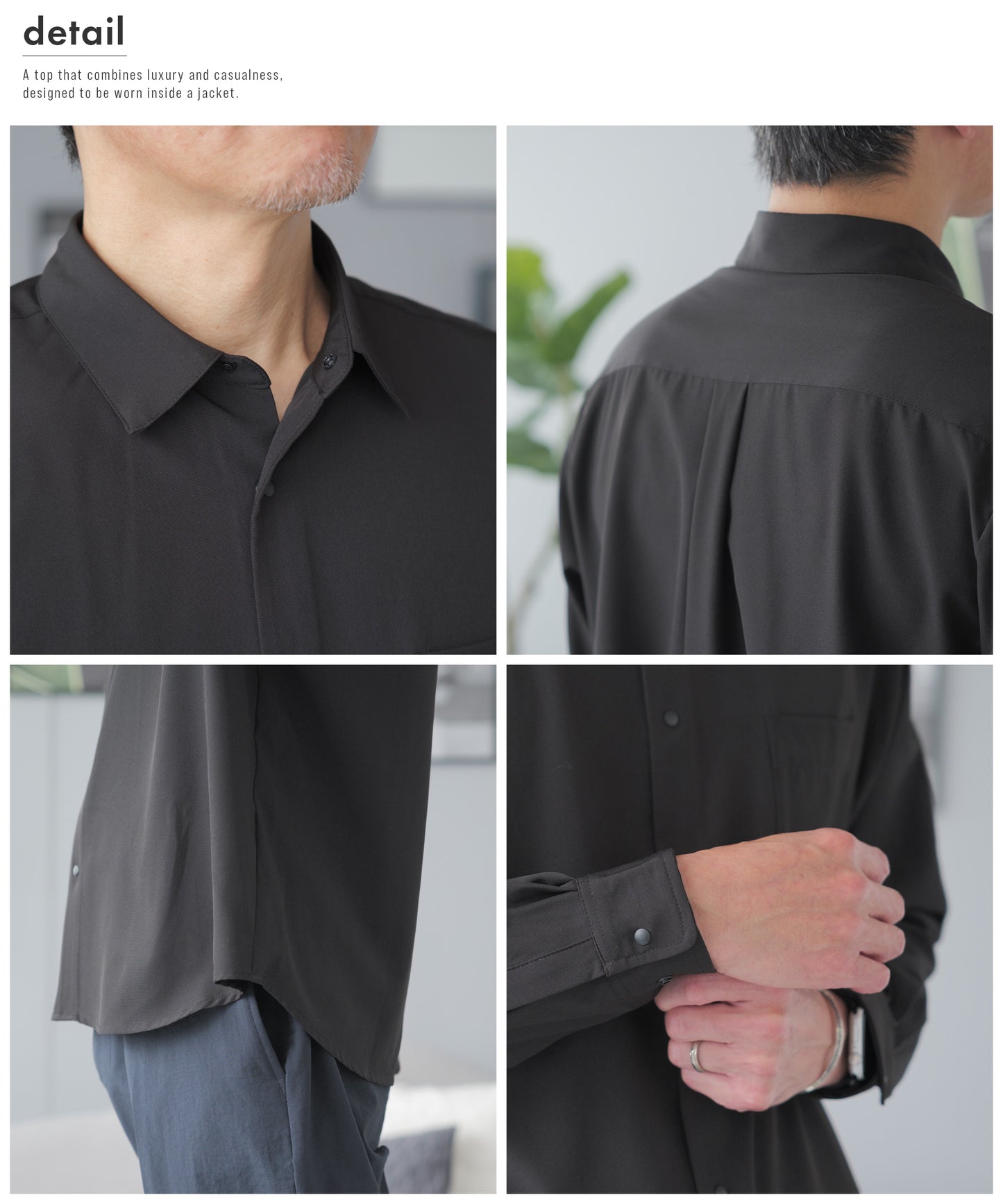 スナップボタン レギュラーカラーシャツ