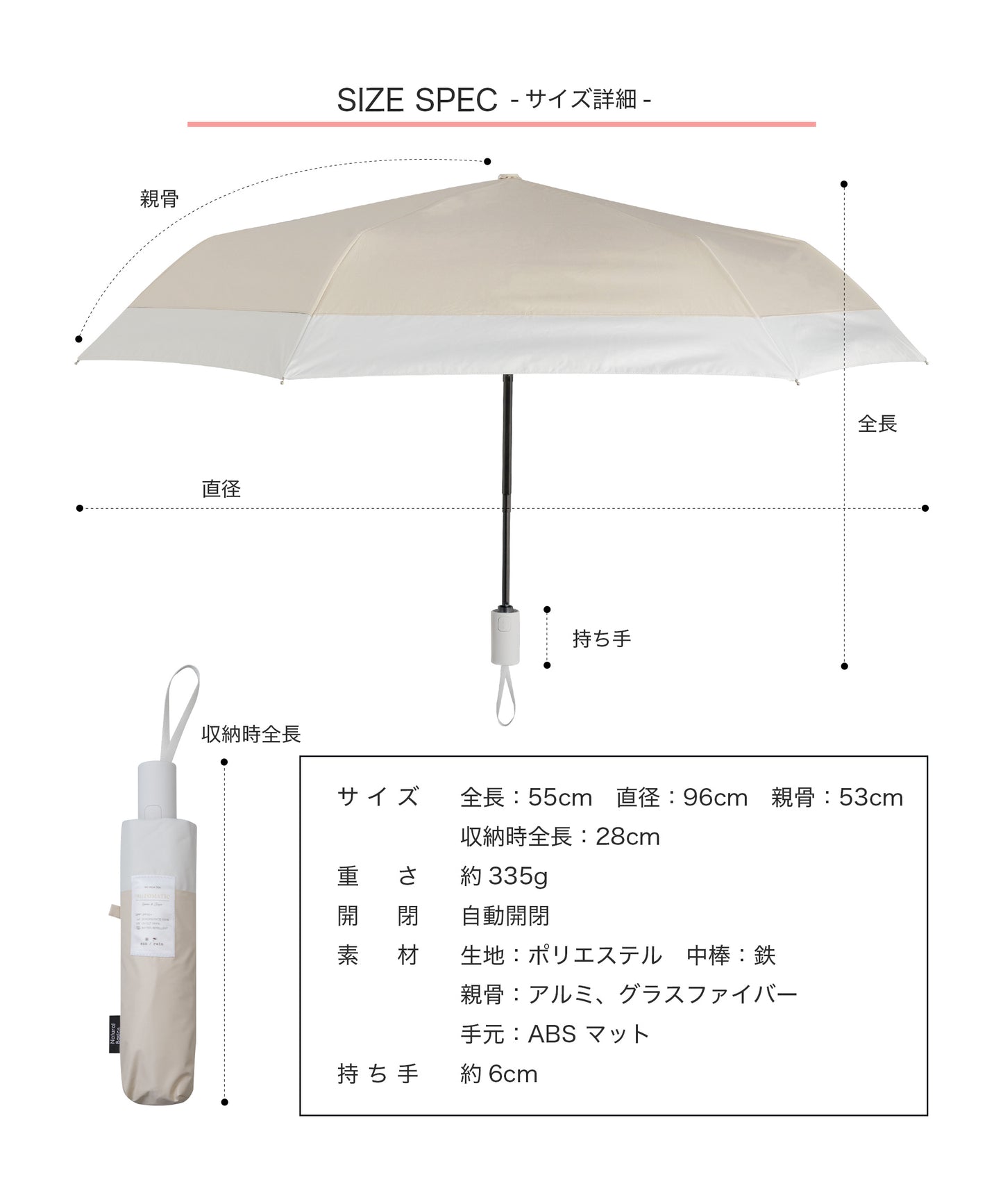 自動開閉折りたたみ傘