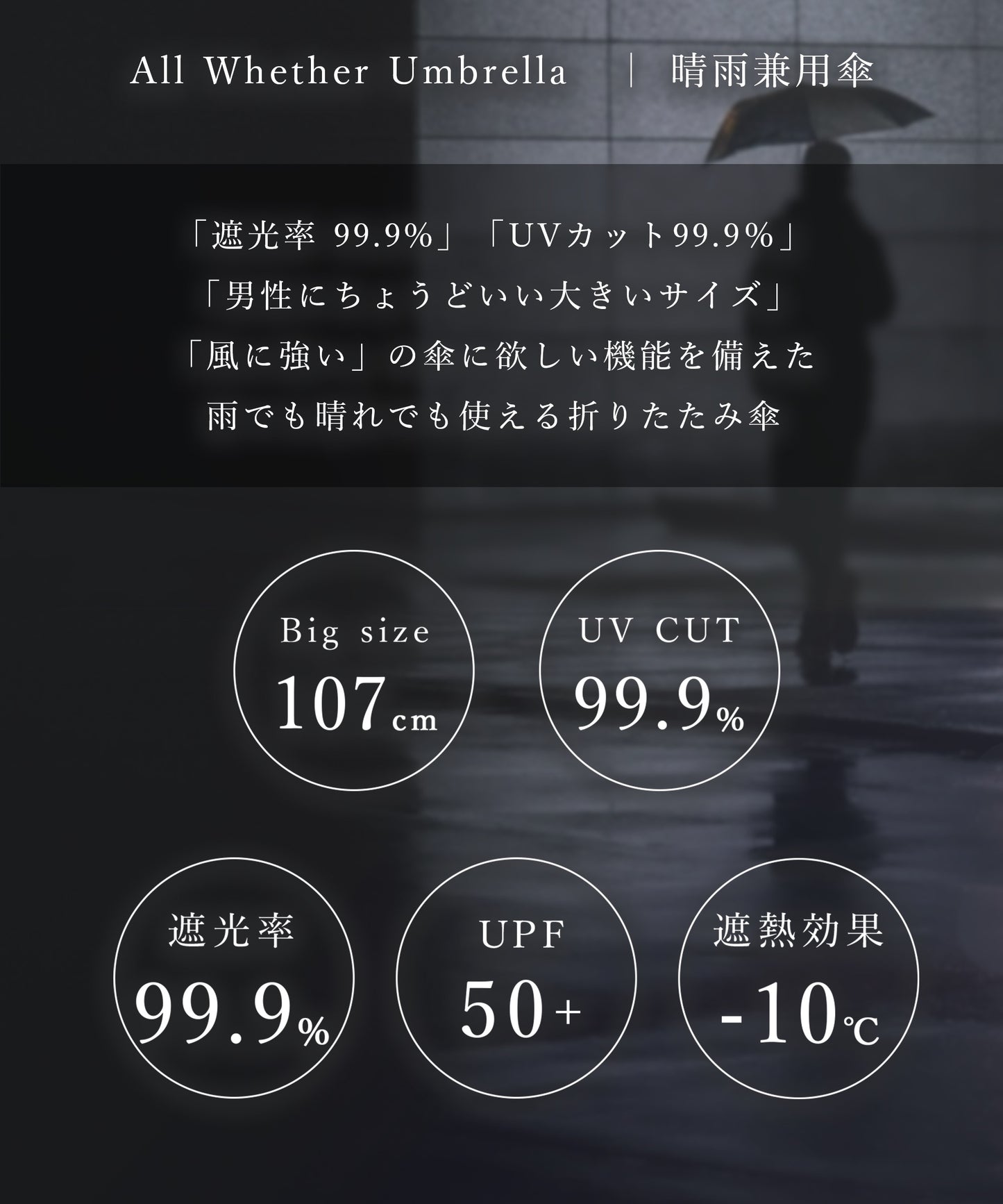 All whether umbrella - メンズ晴雨兼用折りたたみ傘 -