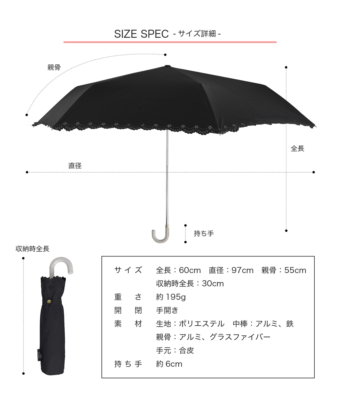 フラワーヒートカット折りたたみ傘