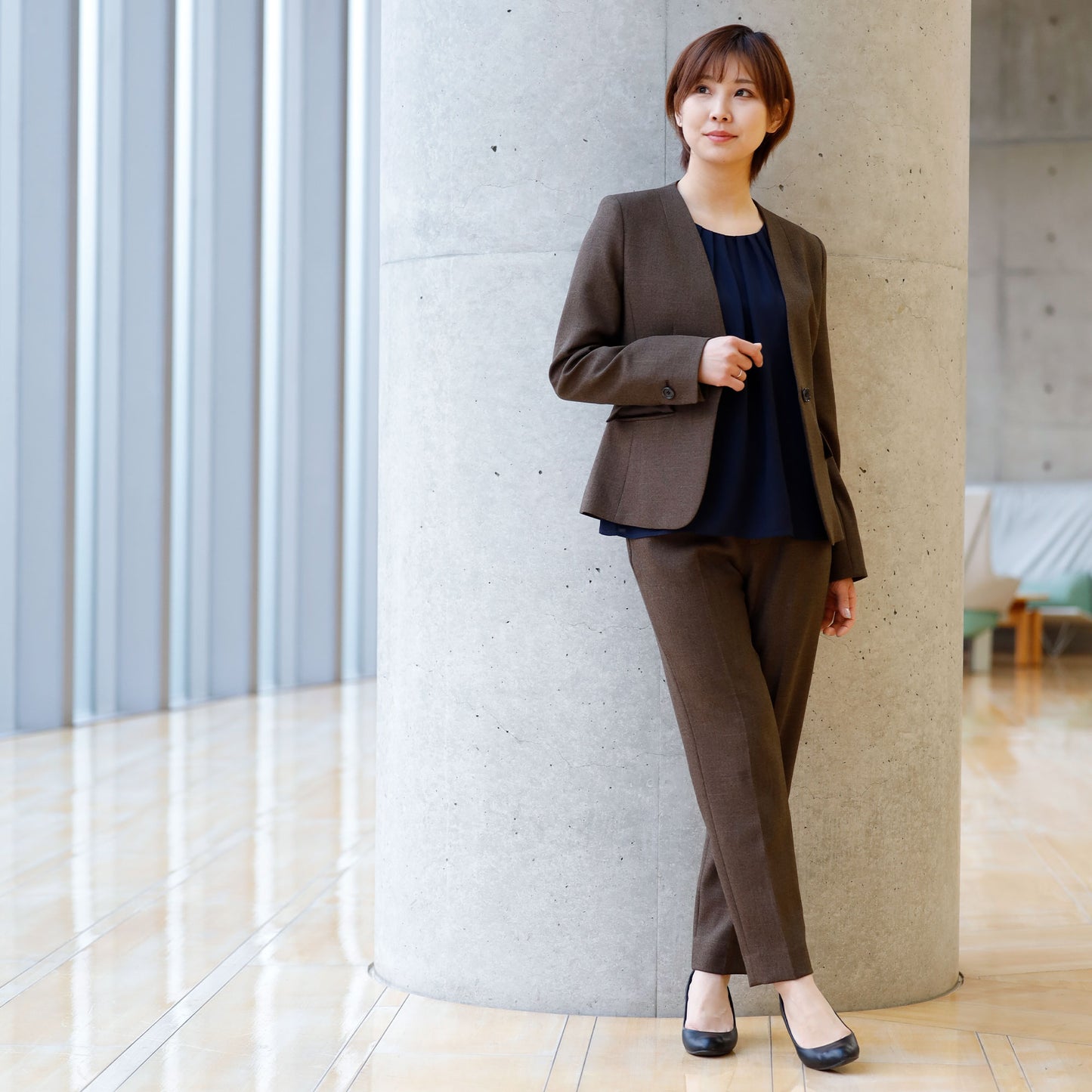 ウールライク パンツスーツ