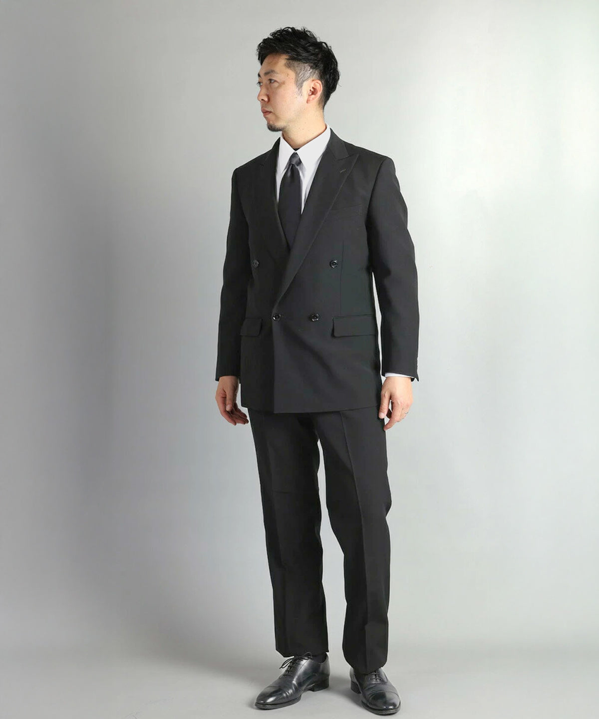 超黒 礼服 ダブル フォーマル スーツ メンズ 即日出荷 LUNA BLACK 4つ 