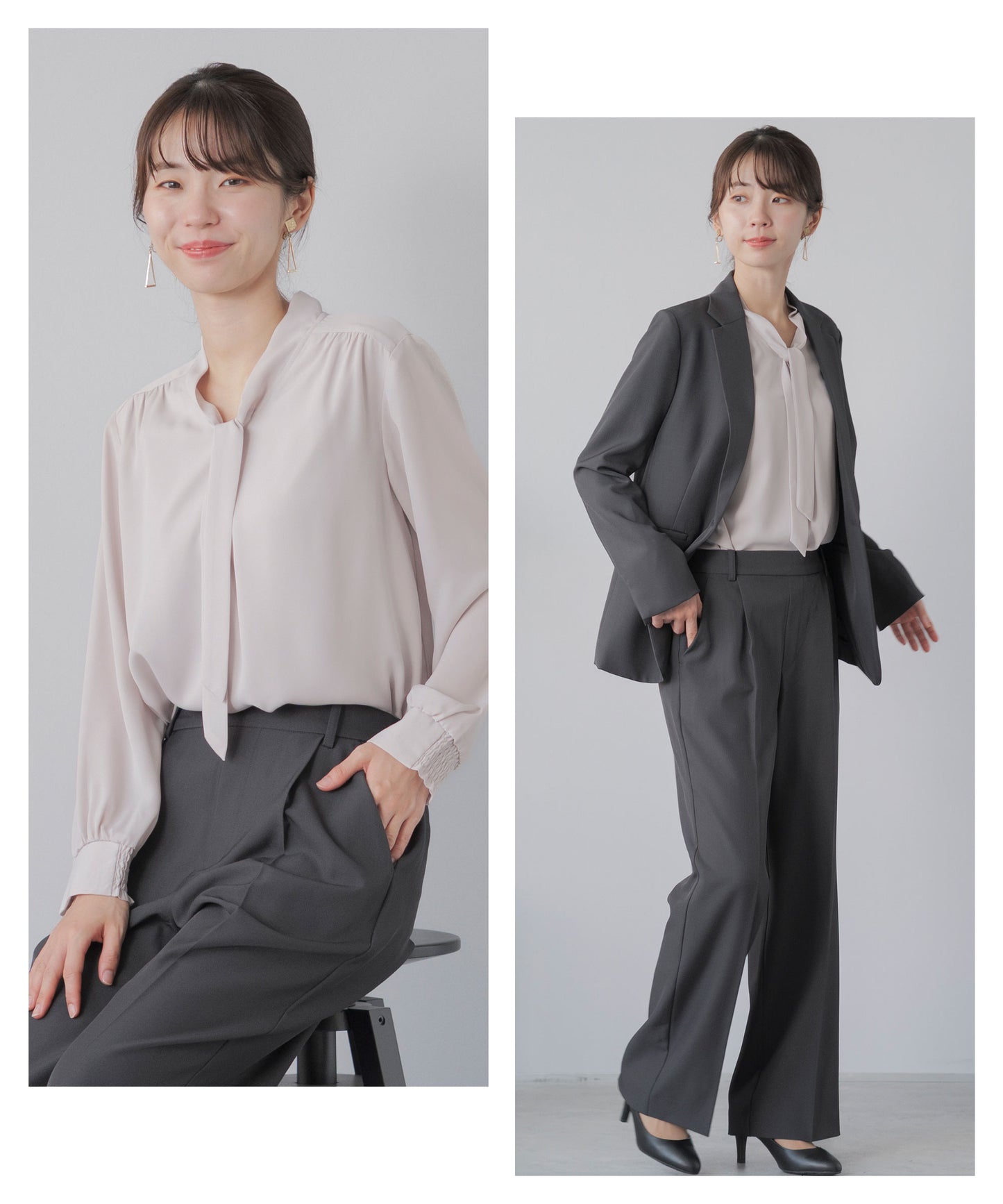 [Festinalente] シャーリングカフス ボウタイブラウス