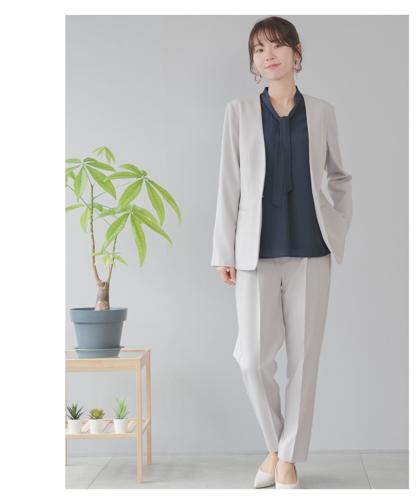 [Festinalente] シャーリングカフス ボウタイブラウス