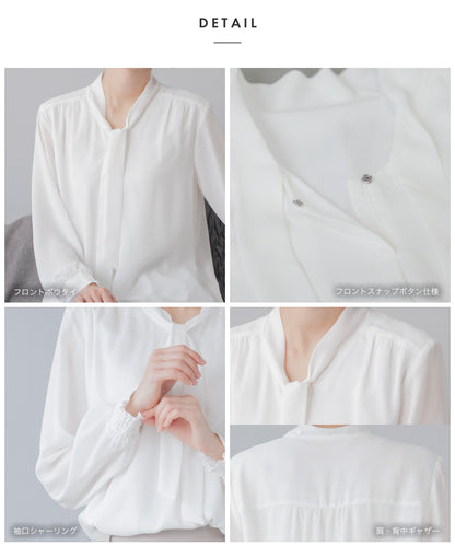 [Festinalente] シャーリングカフス ボウタイブラウス