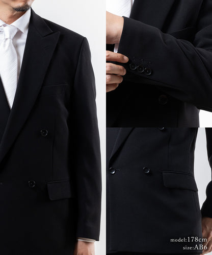 漆黒×ジャケットもパンツも洗えるメンテナンスフリー　ダブルフォーマルスーツ