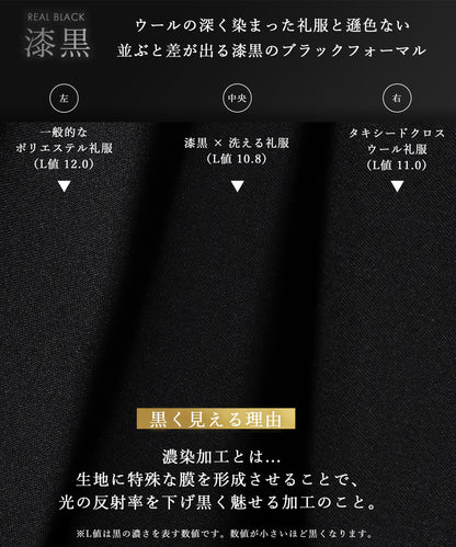 漆黒×ジャケットもパンツも洗えるメンテナンスフリー　ダブルフォーマルスーツ