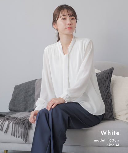 [Festinalente] シャーリングカフス ボウタイブラウス