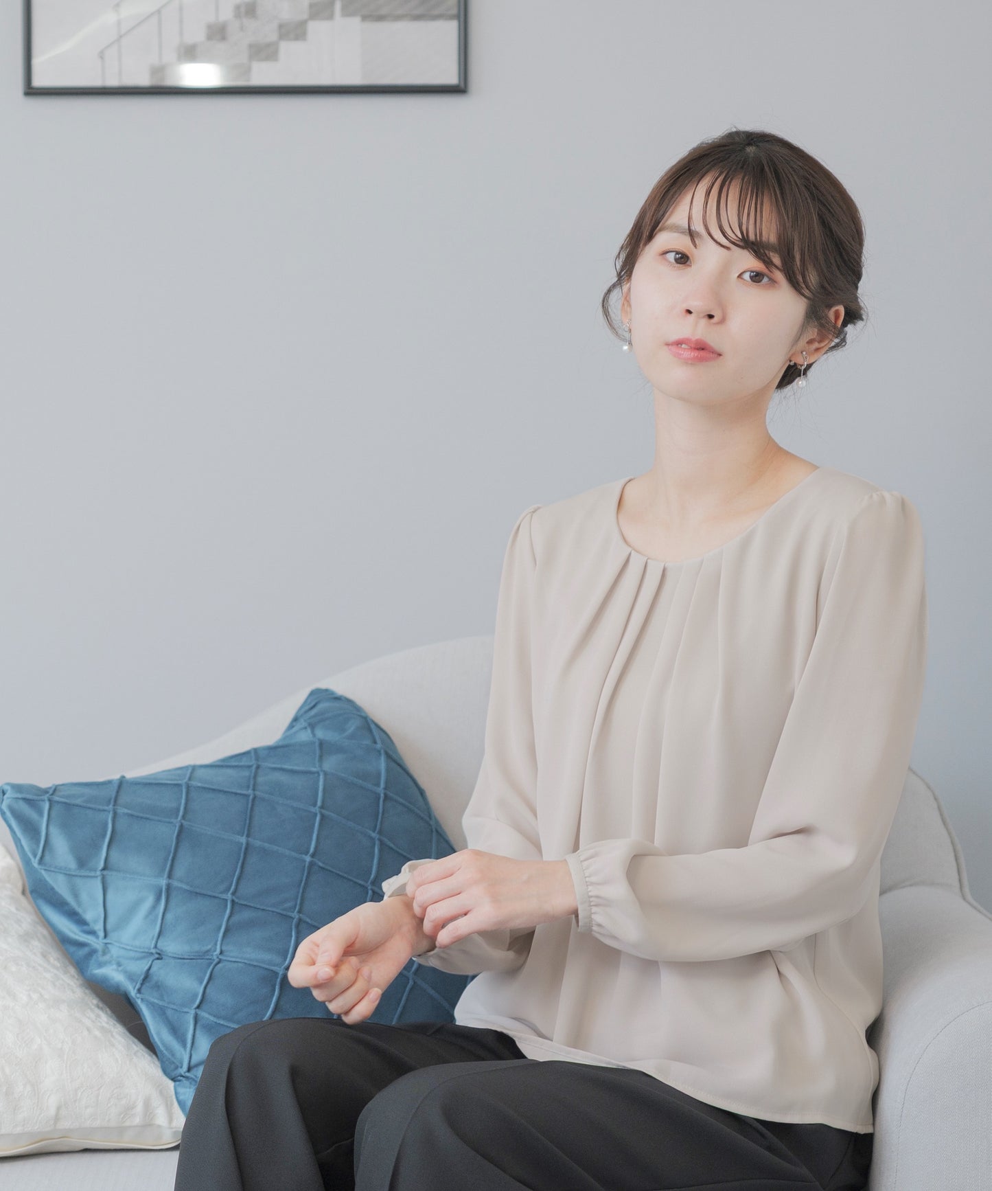 [Festinalente]長袖 タックブラウス
