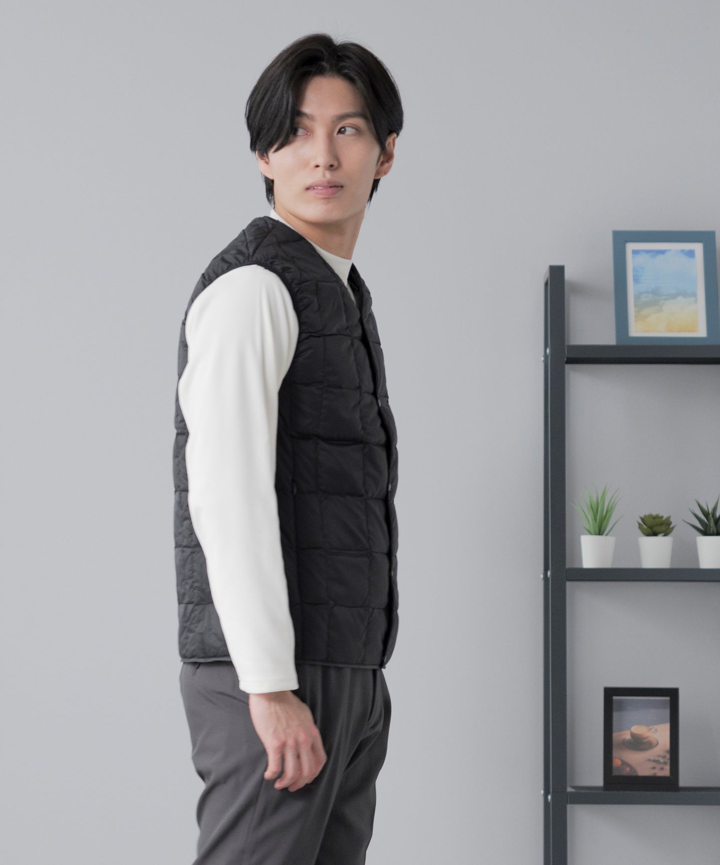 [TAION] Vネックボタン インナーダウンベスト(TAION-001)