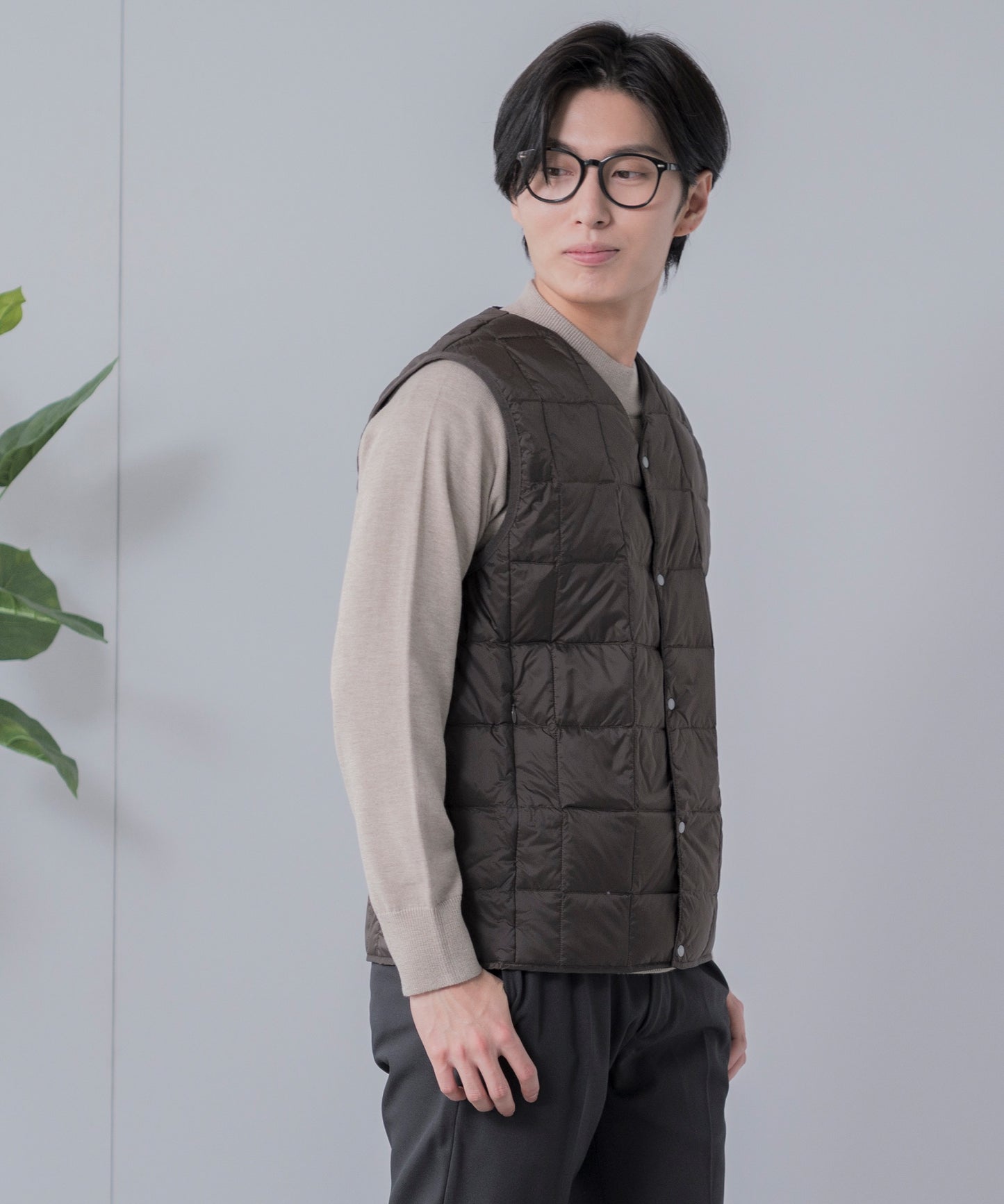 [TAION] Vネックボタン インナーダウンベスト(TAION-001)