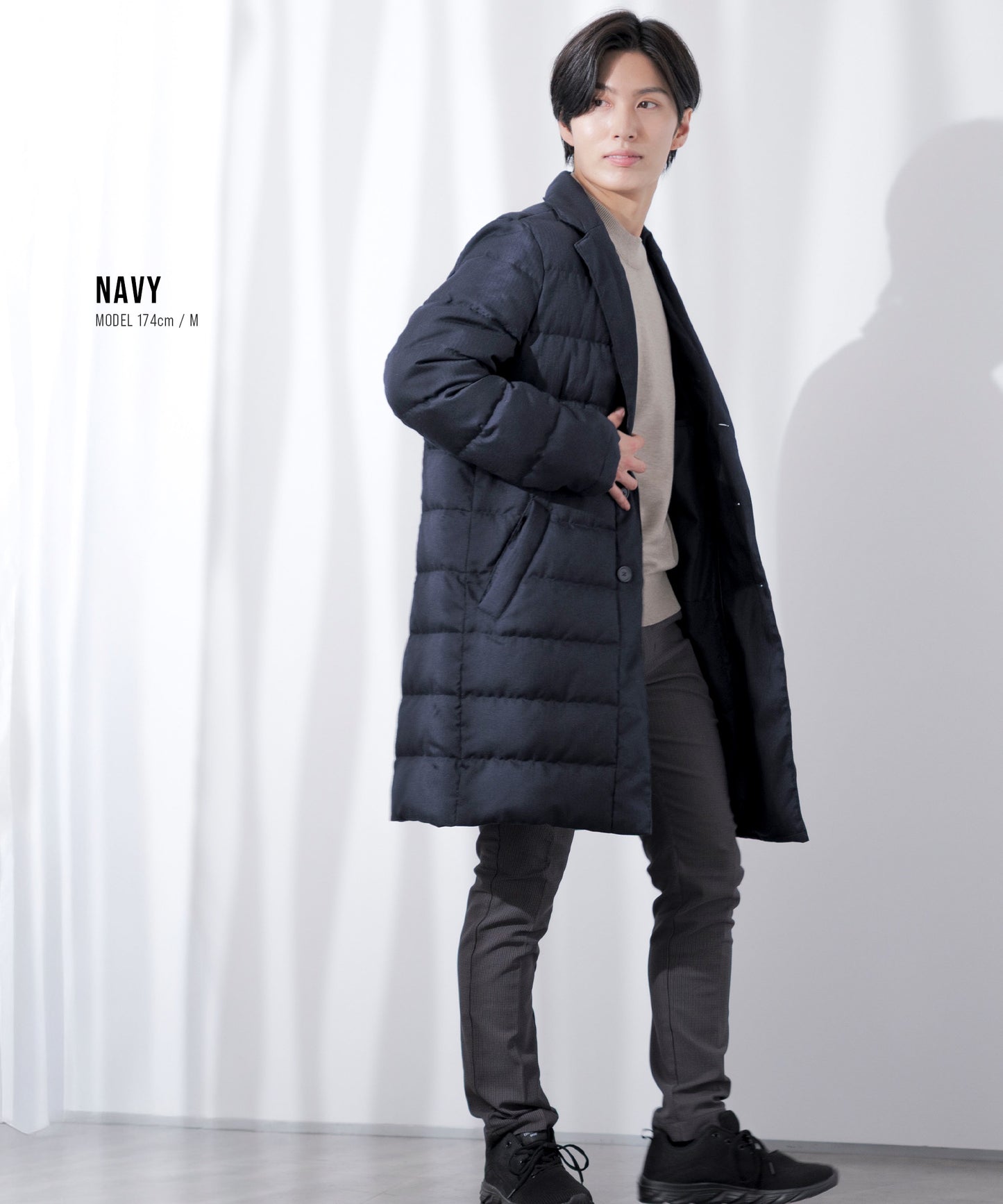 フェイクレイヤード ダウンコート