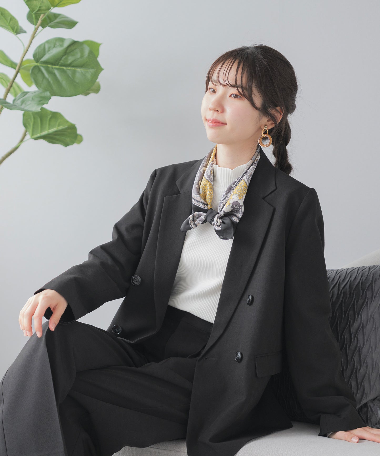 【 洗える / ストレッチ / セットアップ可能 】タックワイドパンツ セットアップ