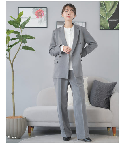 洗える ×ストレッチ ウール調 ダブルテーラードセットアップ