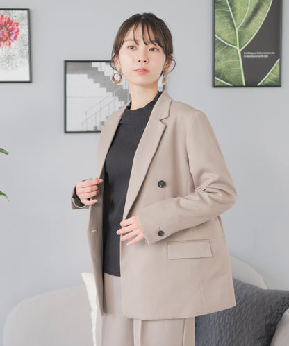 洗える ×ストレッチ ウール調 ダブルテーラードセットアップ