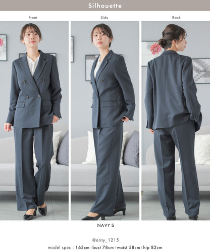 洗える ×ストレッチ ウール調 ダブルテーラードセットアップ