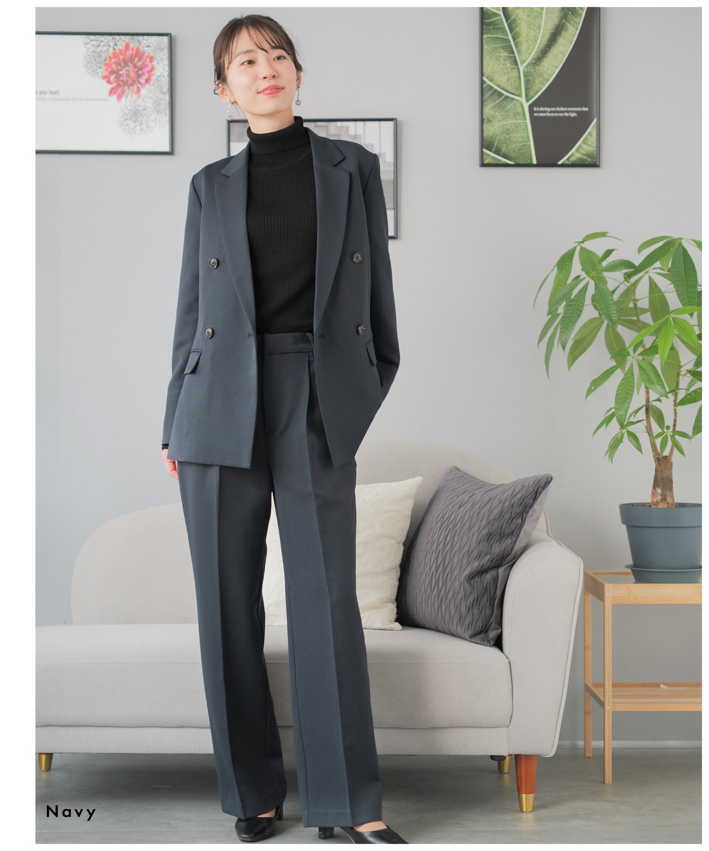 洗える ×ストレッチ ウール調 ダブルテーラードセットアップ