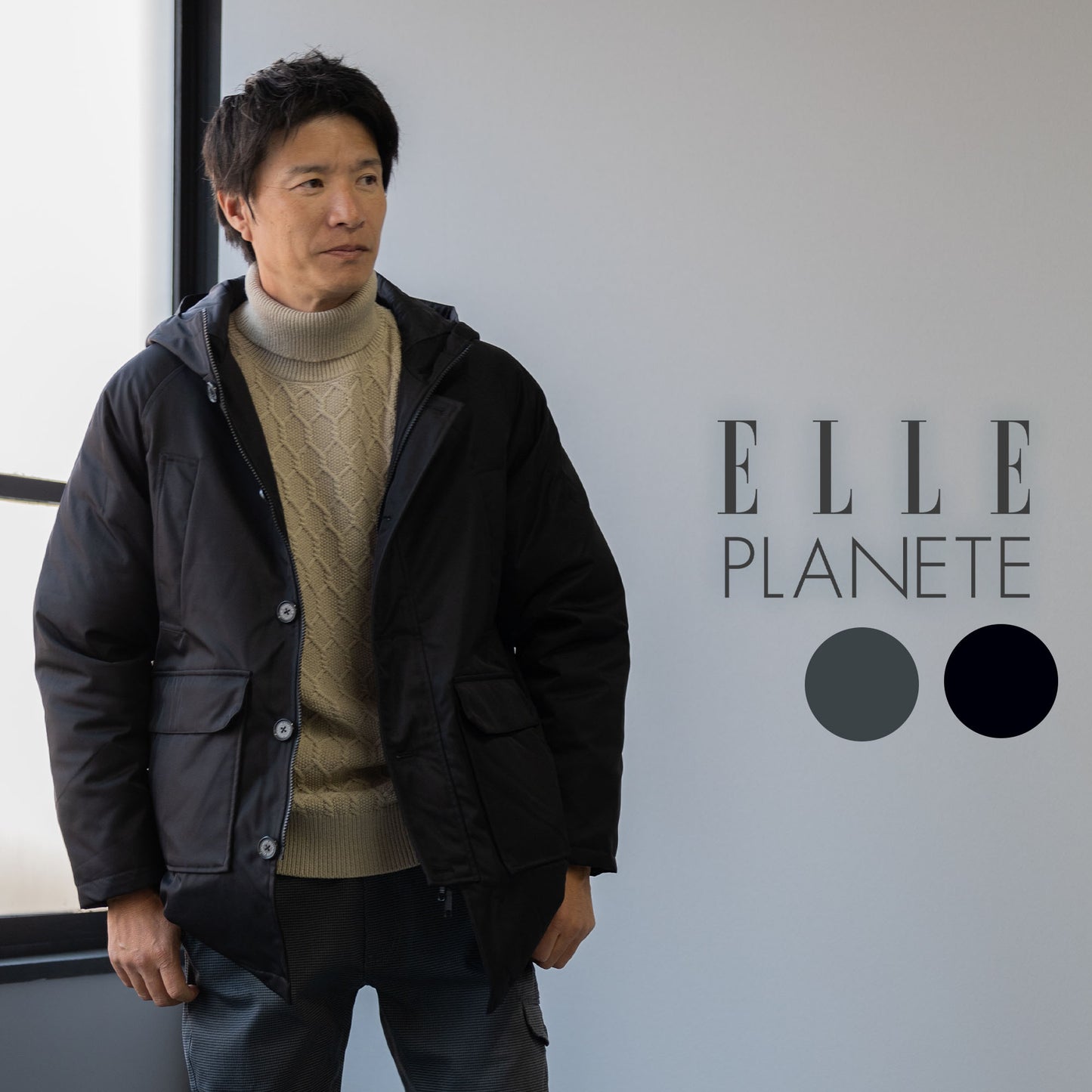 [ELLE PLANETE] パデットショートコート（グレー）