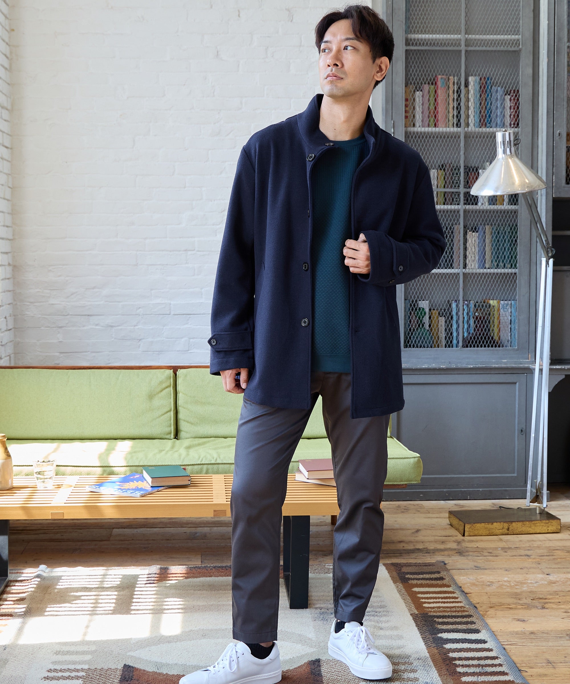 スクーカム メルトンハーフコート ELLE PLANETE] レイズドネック メルトン ハーフコート - AWC active