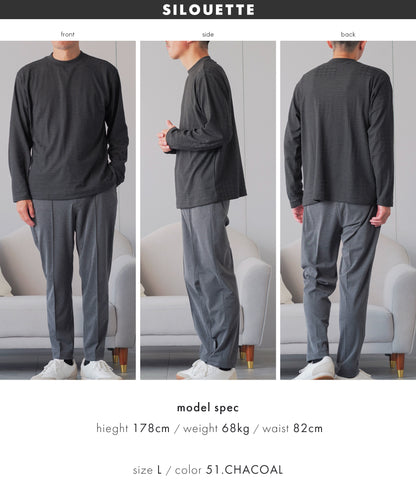 [ELLE PLANETE] モックネック ジャガードTシャツ - 長袖