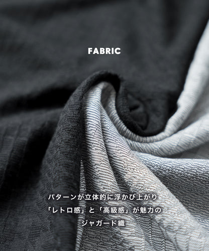 [ELLE PLANETE] モックネック ジャガードTシャツ - 長袖