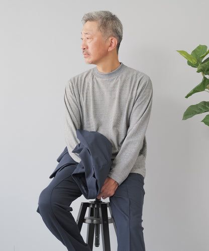 [ELLE PLANETE] モックネック ジャガードTシャツ - 長袖