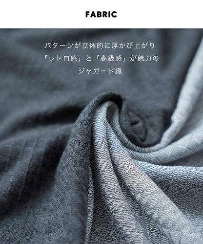 [ELLE PLANETE] モックネック ジャガードTシャツ - 半袖