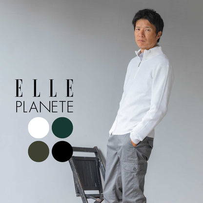 [ELLE PLANETE]ジップハイリブセーター(ホワイト)