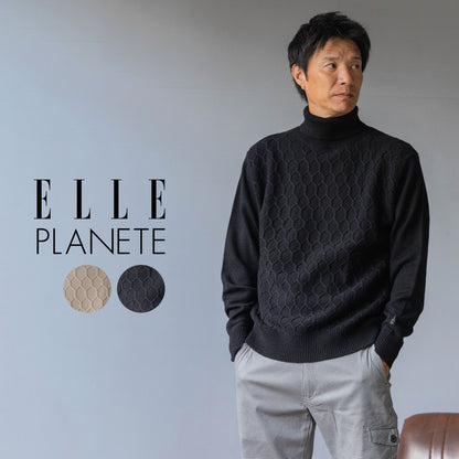 [ELLE PLANETE]ウール混タートルネックセーター(ベージュ)