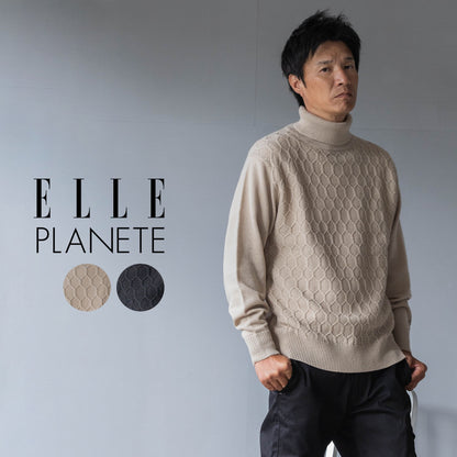 [ELLE PLANETE]ウール混タートルネックセーター(ベージュ)