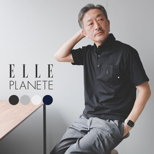 [ELLE PLANETE] 楊柳ボタンダウンポロシャツ
