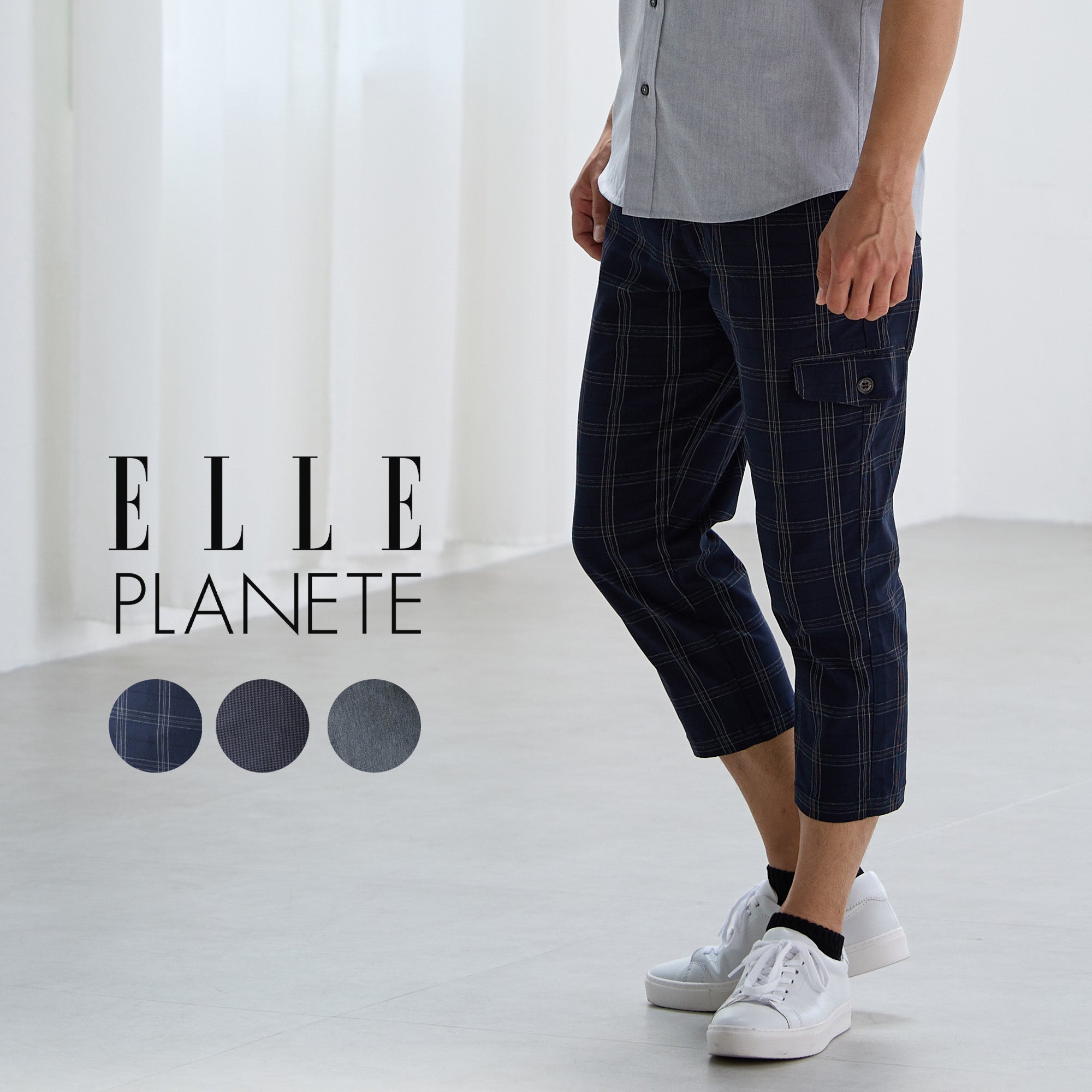 ELLE PLANETE] ハイパーストレッチ片カーゴクロップドチノ - AWC
