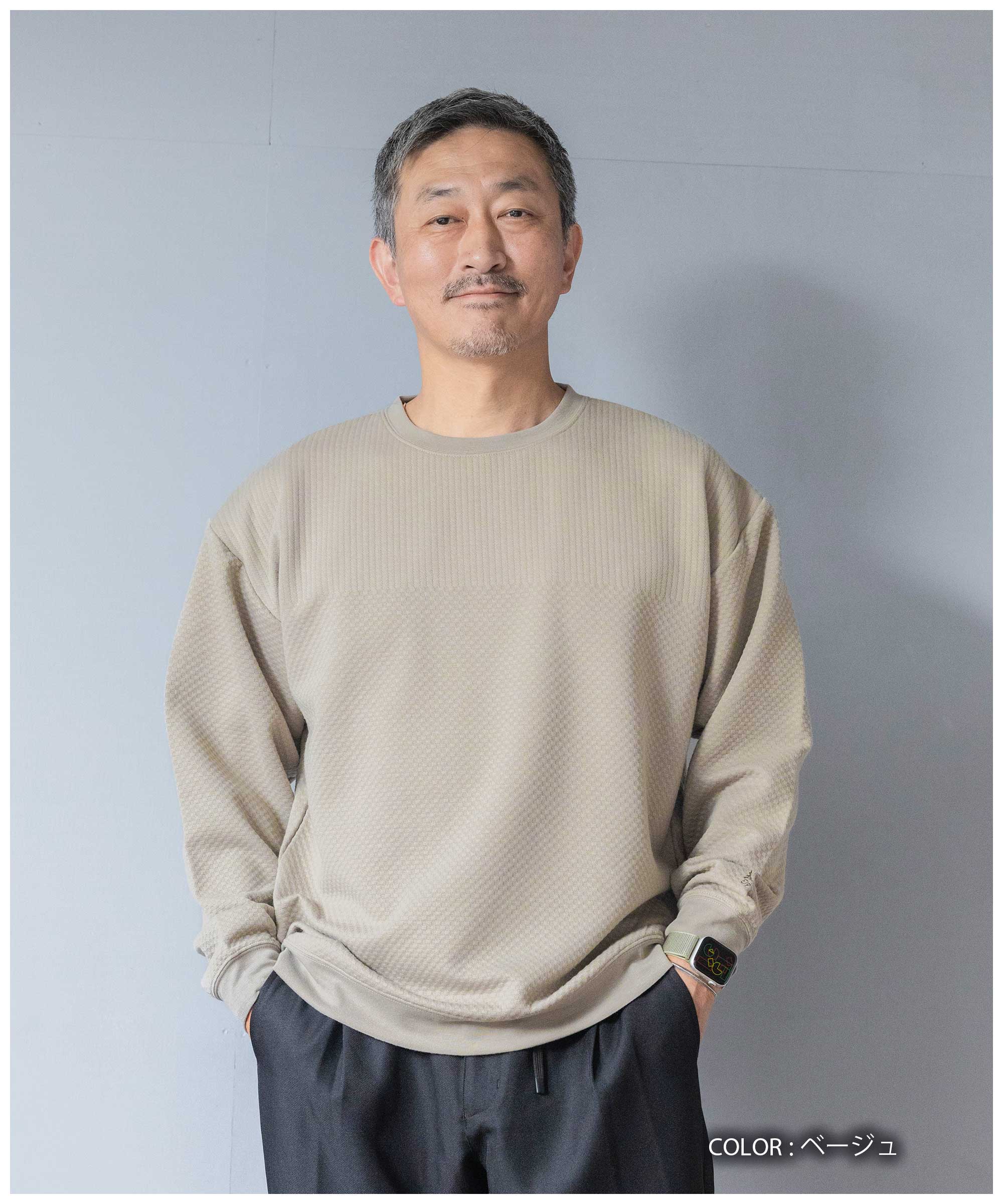 ELLE PLANETE]ふくれジャガードクルーネックスウェット