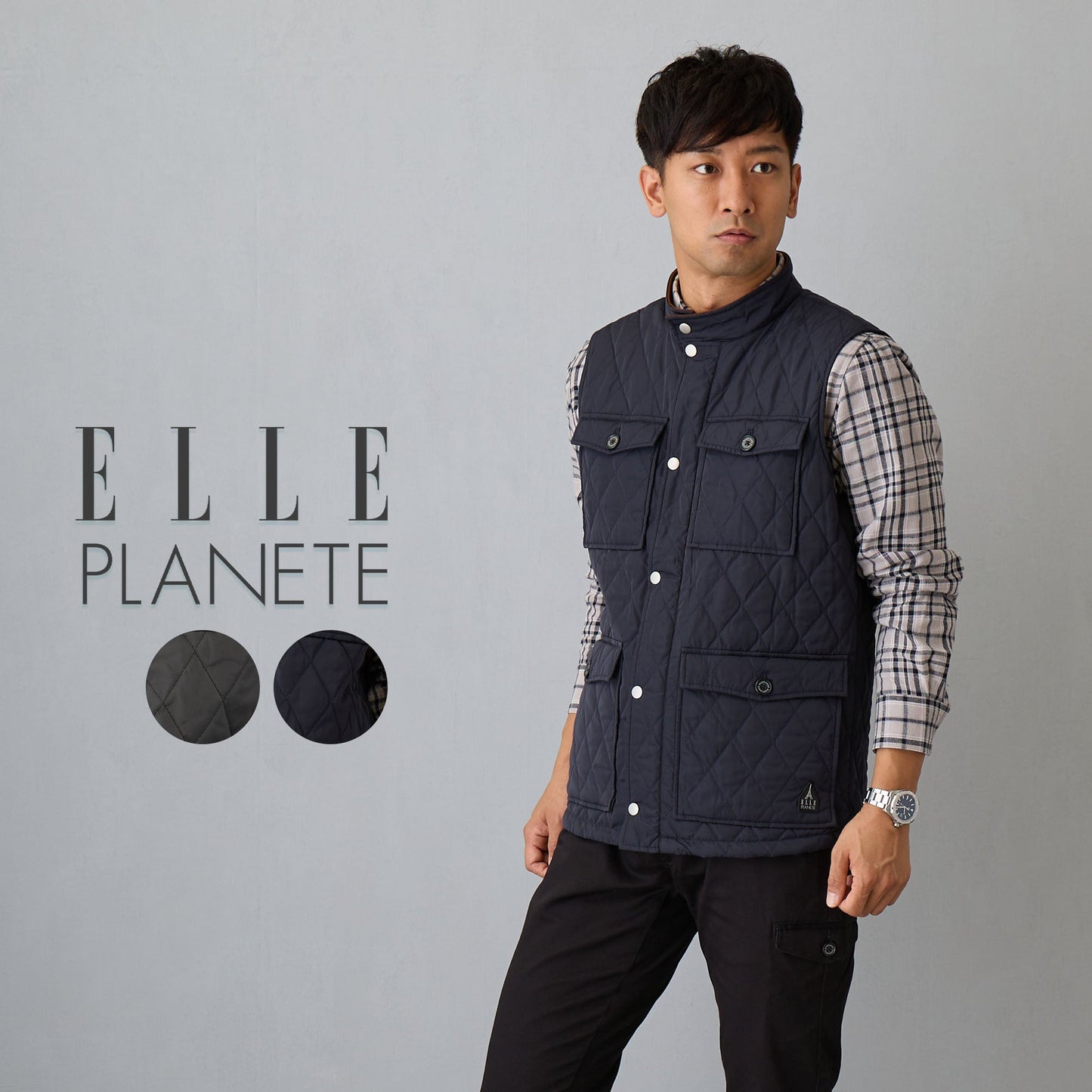 [ELLE PLANETE]M-65　パデットベスト(ネイビー）