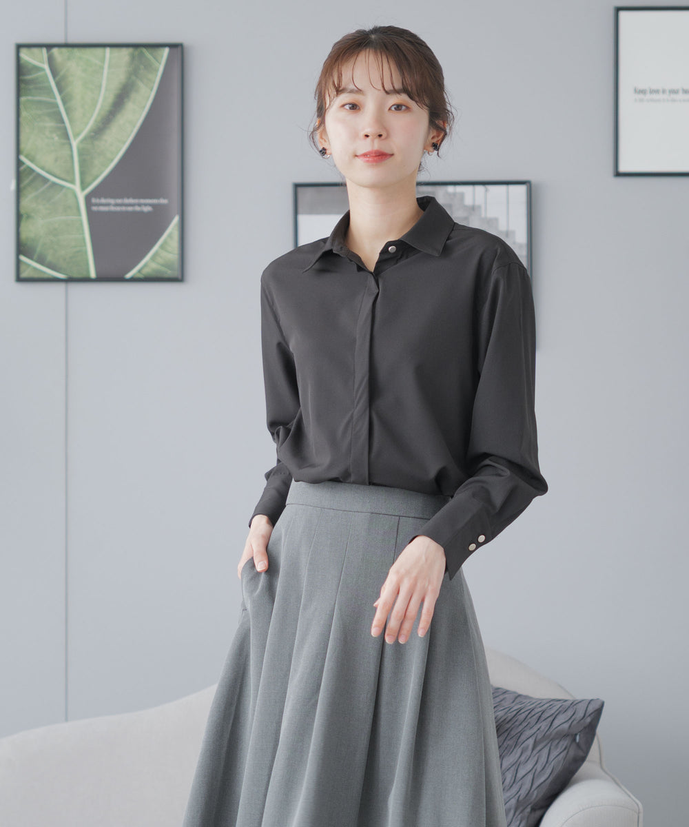 スナップボタン レギュラーカラー 長袖シャツ