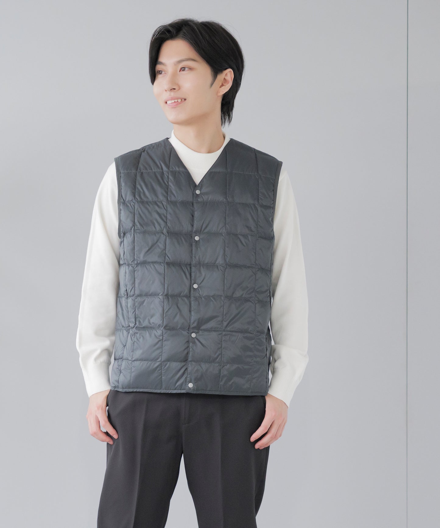 [TAION] Vネックボタン インナーダウンベスト(TAION-001)