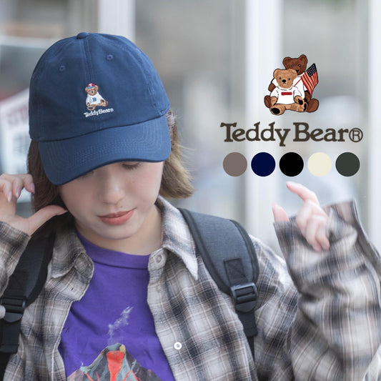 [ TEDDY BEAR ] ワンポイント刺繍 ローキャップ