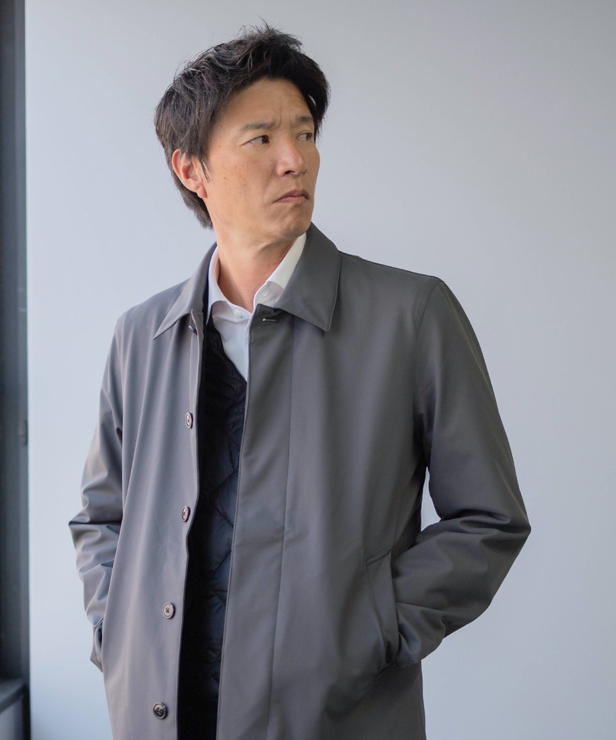 AWC]裏起毛 3レイヤー バルカラーコート (ステンカラーコート） – AWC