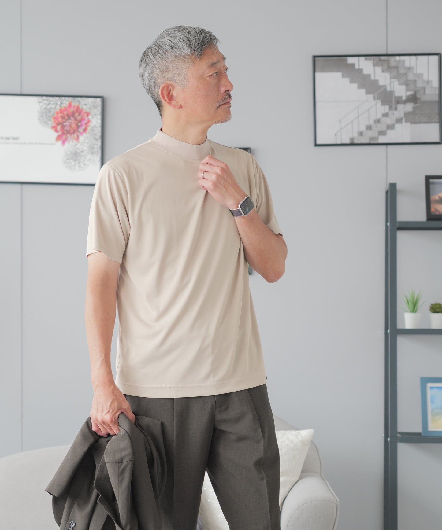 ジャケット専用 モックネック テックTシャツ