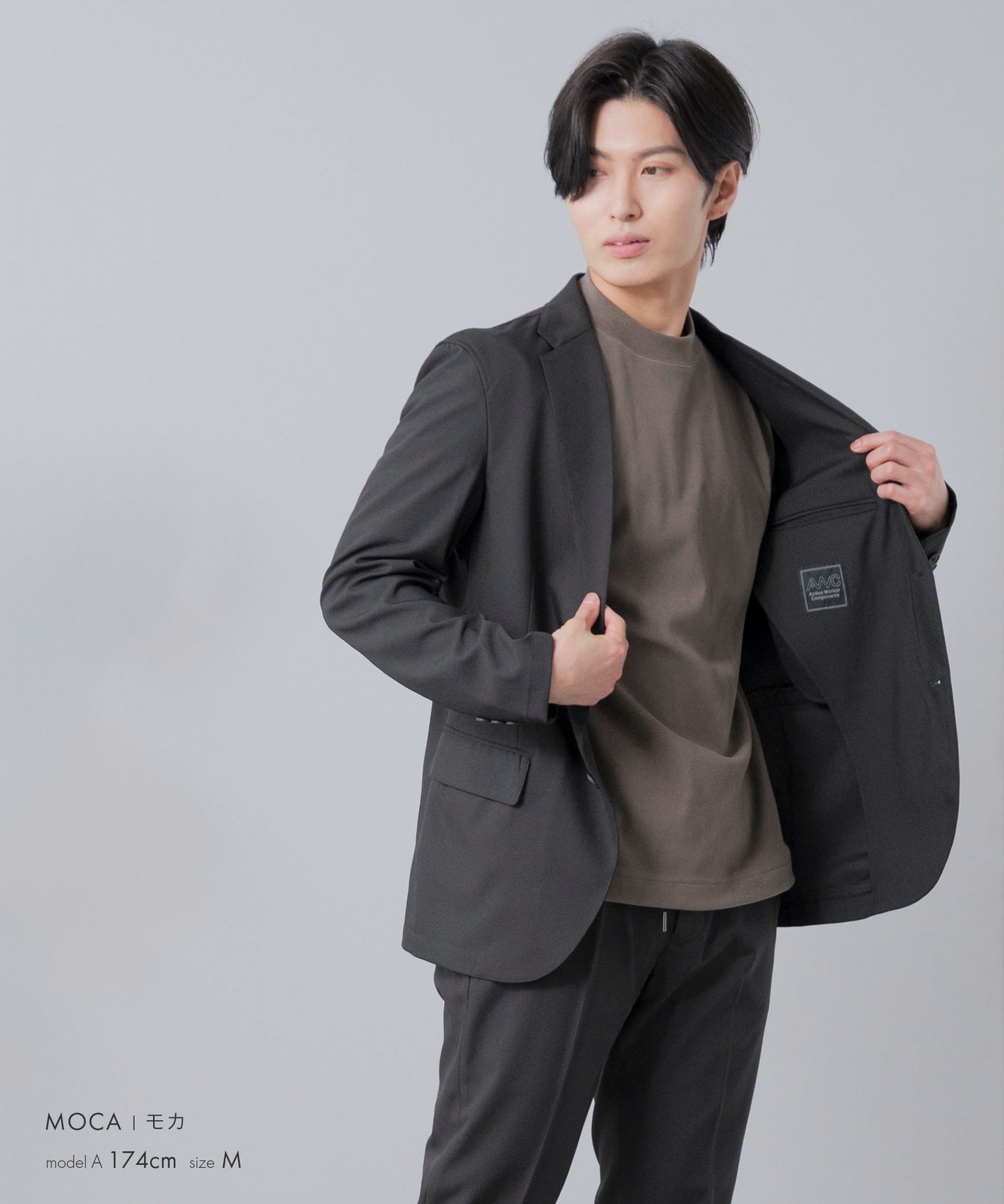 [AWC] 両面起毛スムース モックネック カットソー