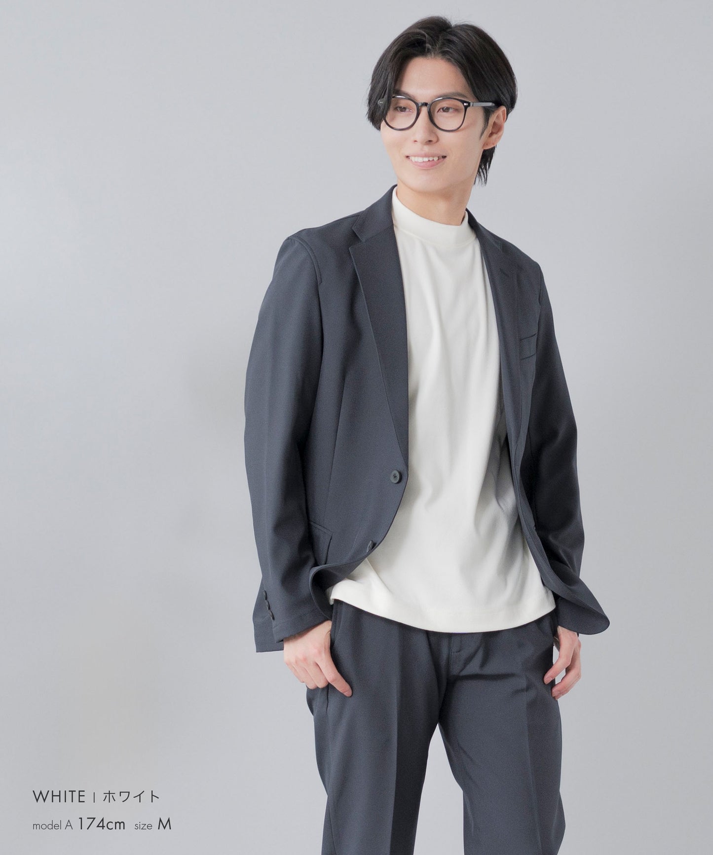 [AWC] 両面起毛スムース モックネック カットソー