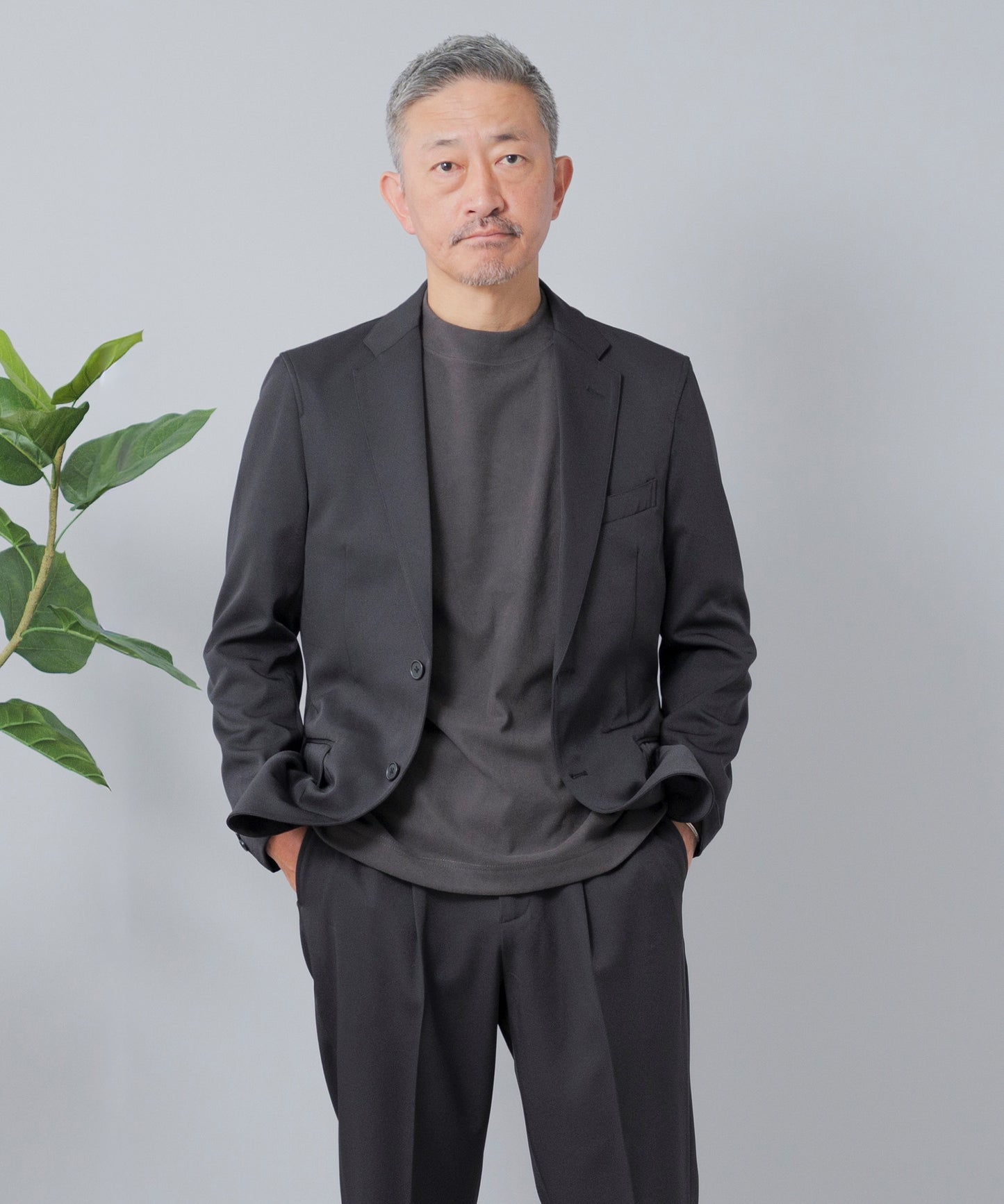 [AWC] 両面起毛スムース モックネック カットソー