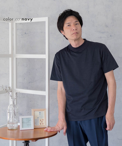 [AWC] ジャケット専用 メランジ調 モックネックドレスTシャツ