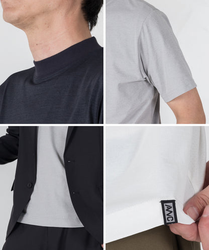 [AWC] ジャケット専用 メランジ調 モックネックドレスTシャツ