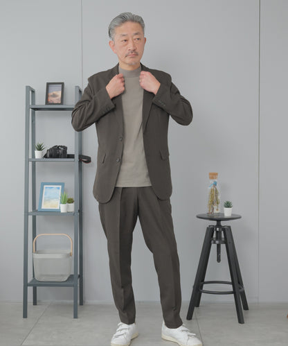 [AWC] ジャケット専用 メランジ調 モックネックドレスTシャツ