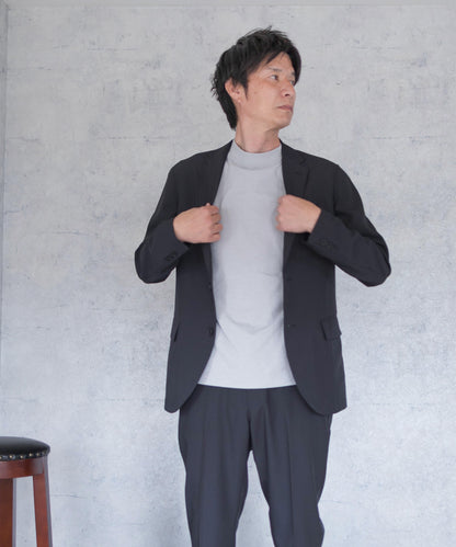 [AWC] ジャケット専用 メランジ調 モックネックドレスTシャツ