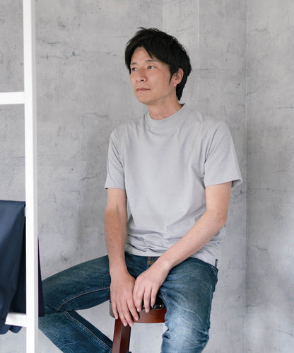 [AWC] ジャケット専用 メランジ調 モックネックドレスTシャツ