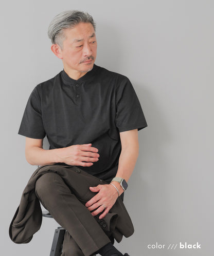 [AWC] ジャケット専用 メランジ調 ヘンリーネックドレスTシャツ