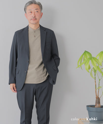 [AWC] ジャケット専用 メランジ調 ヘンリーネックドレスTシャツ