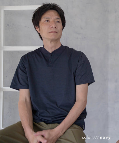 [AWC] ジャケット専用 メランジ調 ヘンリーネックドレスTシャツ